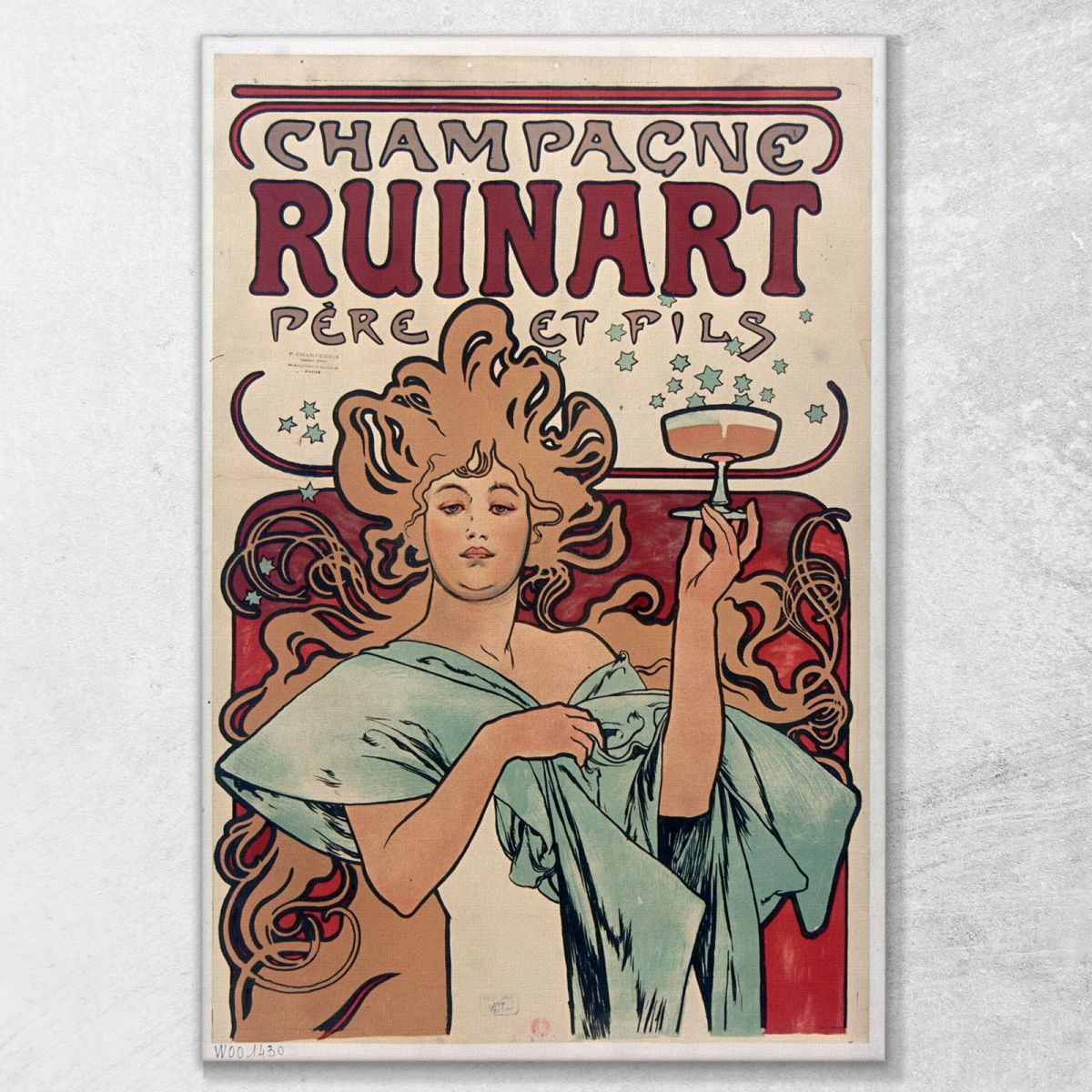 Champagne Ruinart Père Et Fils Alphonse Mucha amu27 quadro stampa su tela