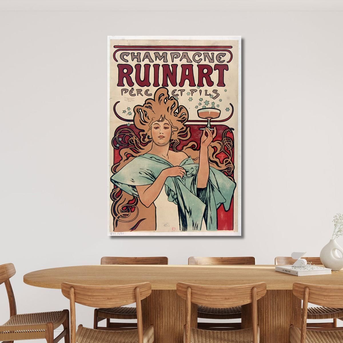 Champagne Ruinart Père Et Fils Alphonse Mucha amu27 quadro stampa su tela