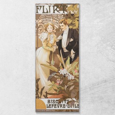 Flirt Lefevre Utile 1899 Alphonse Mucha amu43 quadro stampa su tela