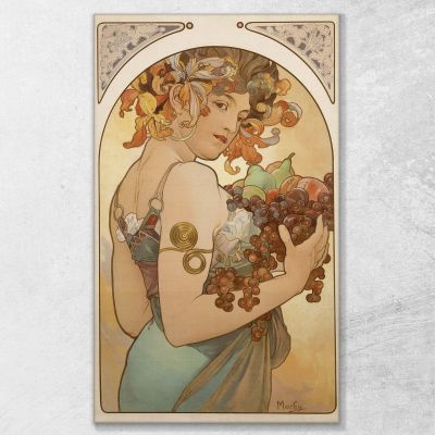 Frutta 1897 Alphonse Mucha amu45 quadro stampa su tela