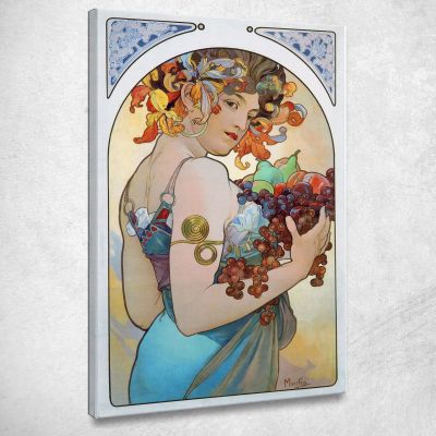 Frutta Alphonse Mucha amu46 quadro stampa su tela