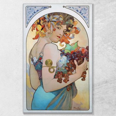 Frutta Alphonse Mucha amu46 quadro stampa su tela