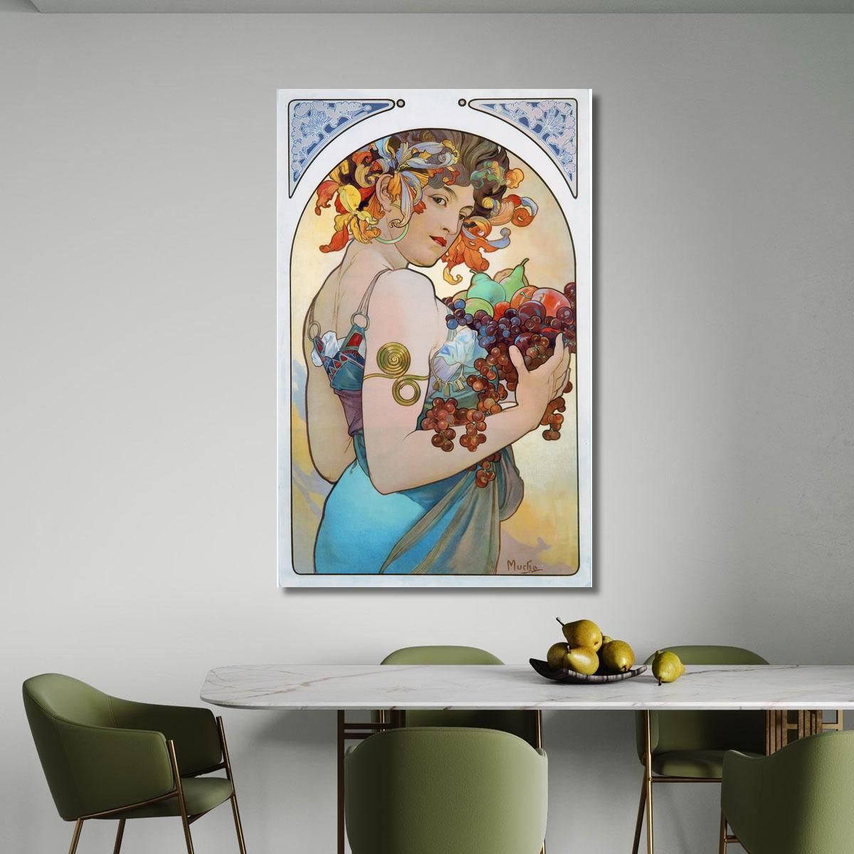 Frutta Alphonse Mucha amu46 quadro stampa su tela