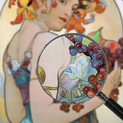 Frutta Alphonse Mucha amu46 quadro stampa su tela