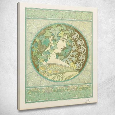 Edera Alphonse Mucha amu54 quadro stampa su tela