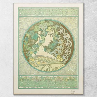 Edera Alphonse Mucha amu54 quadro stampa su tela