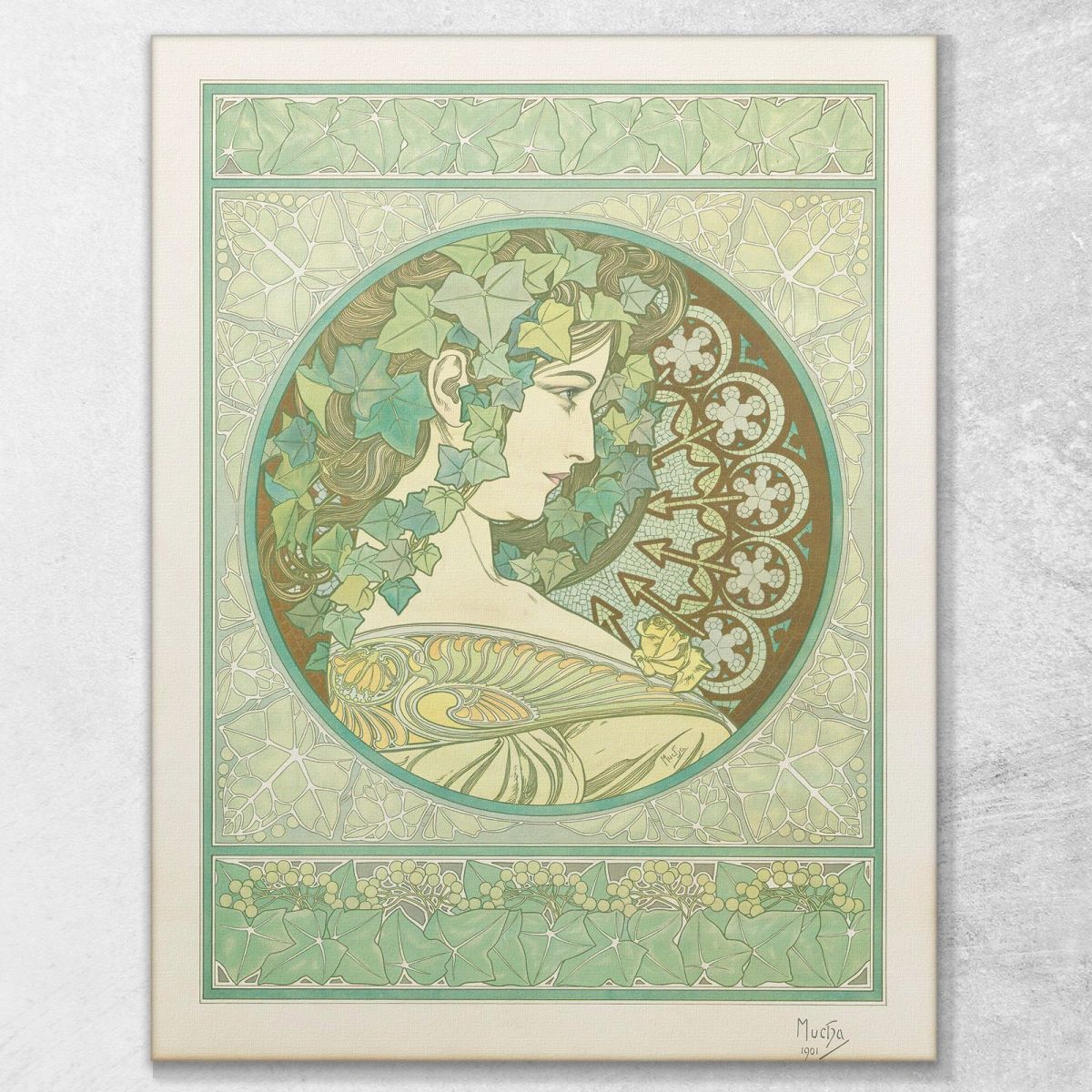 Edera Alphonse Mucha amu54 quadro stampa su tela