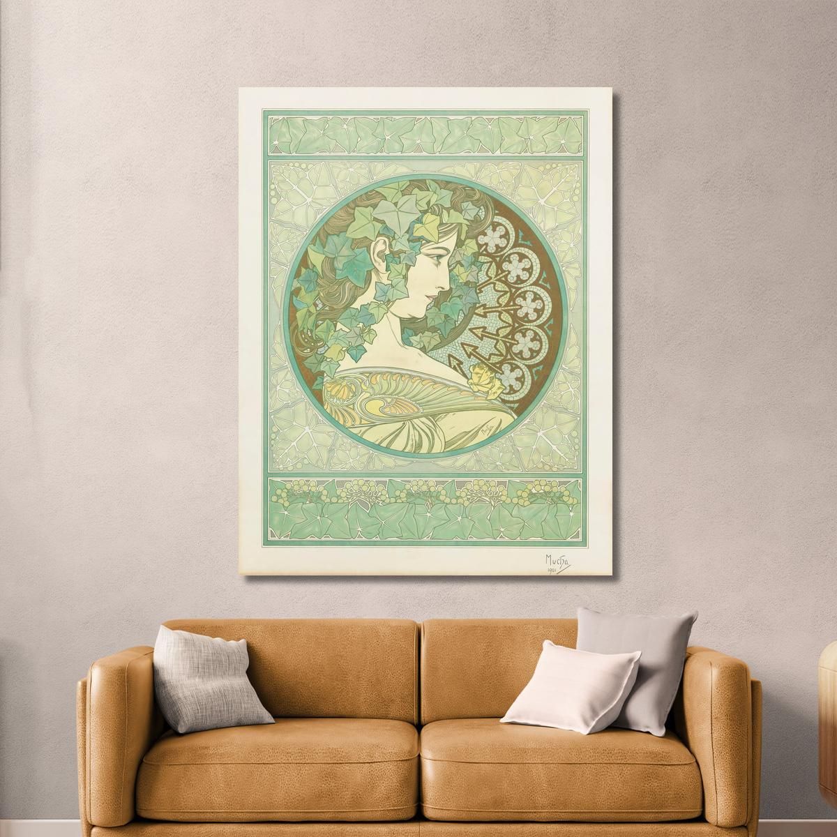 Edera Alphonse Mucha amu54 quadro stampa su tela