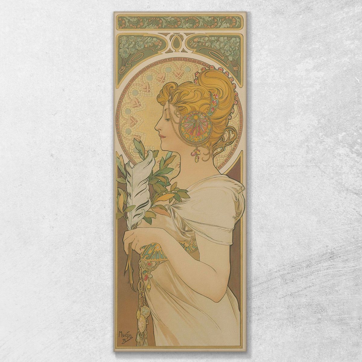 Piuma Alphonse Mucha amu61 quadro stampa su tela