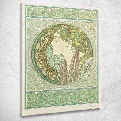 Alloro Alphonse Mucha amu66 quadro stampa su tela