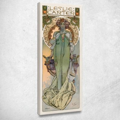 Leslie Carter 1908 Alphonse Mucha amu73 quadro stampa su tela