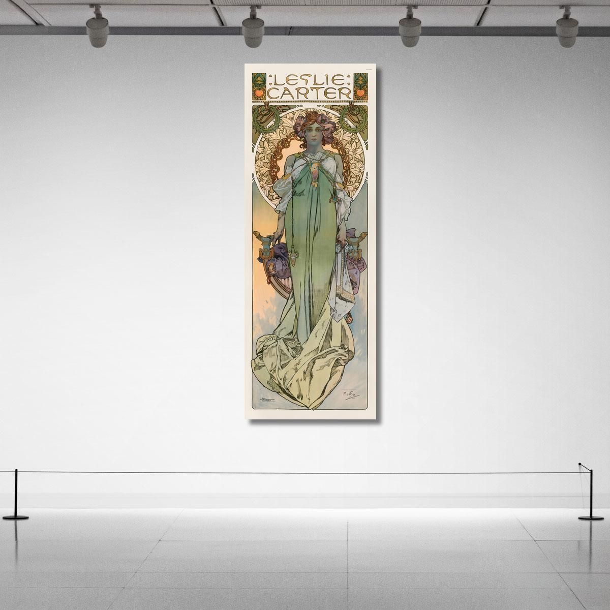 Leslie Carter 1908 Alphonse Mucha amu73 quadro stampa su tela