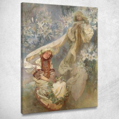 Madonna Dei Gigli 1905 Alphonse Mucha amu79 quadro stampa su tela