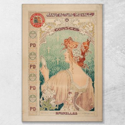 Fabbricazione Royale Di Corsetti Alphonse Mucha amu80 quadro stampa su tela