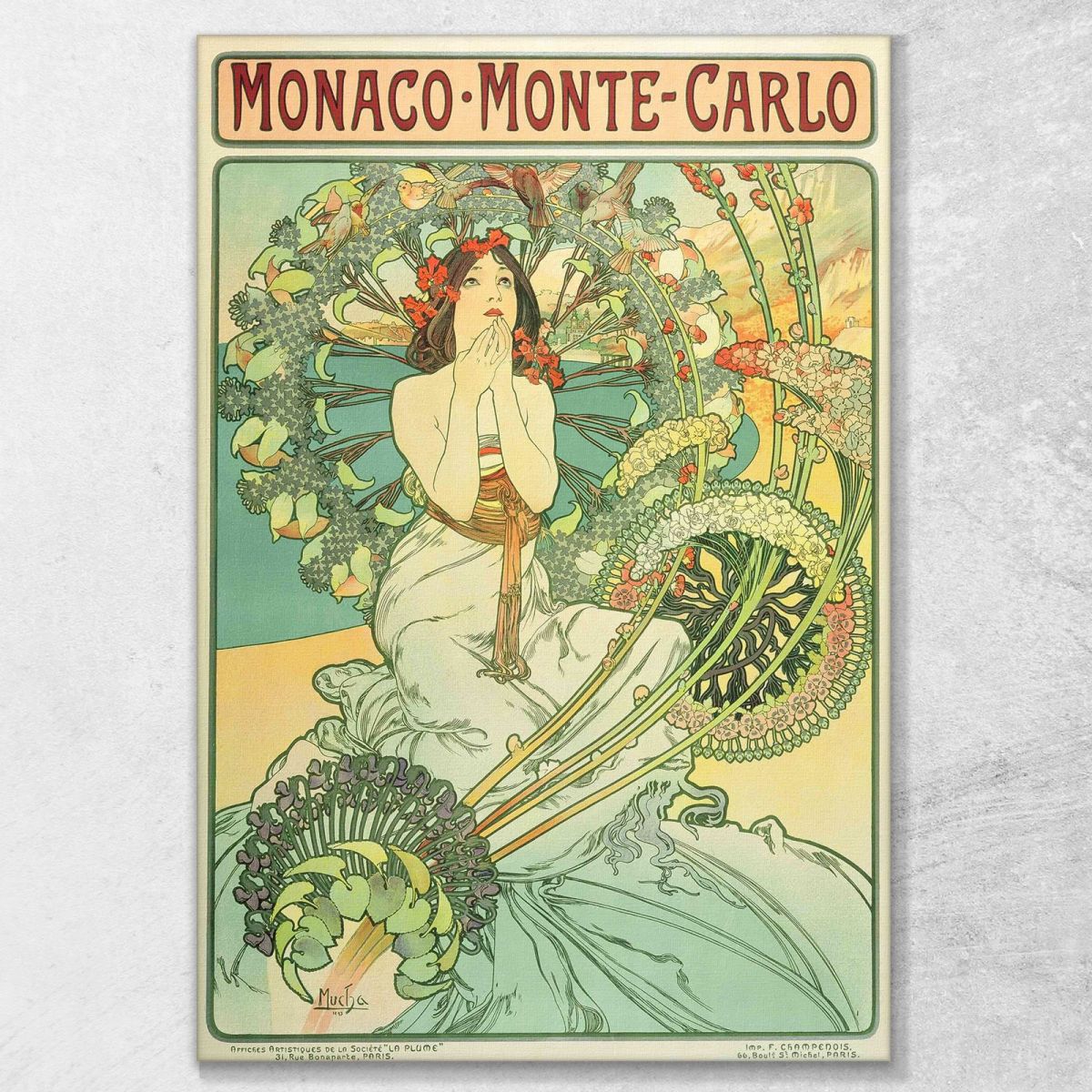 Monaco Monte Carlo Alphonse Mucha amu84 quadro stampa su tela