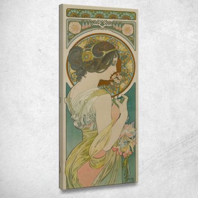 Primula Alphonse Mucha amu95 quadro stampa su tela