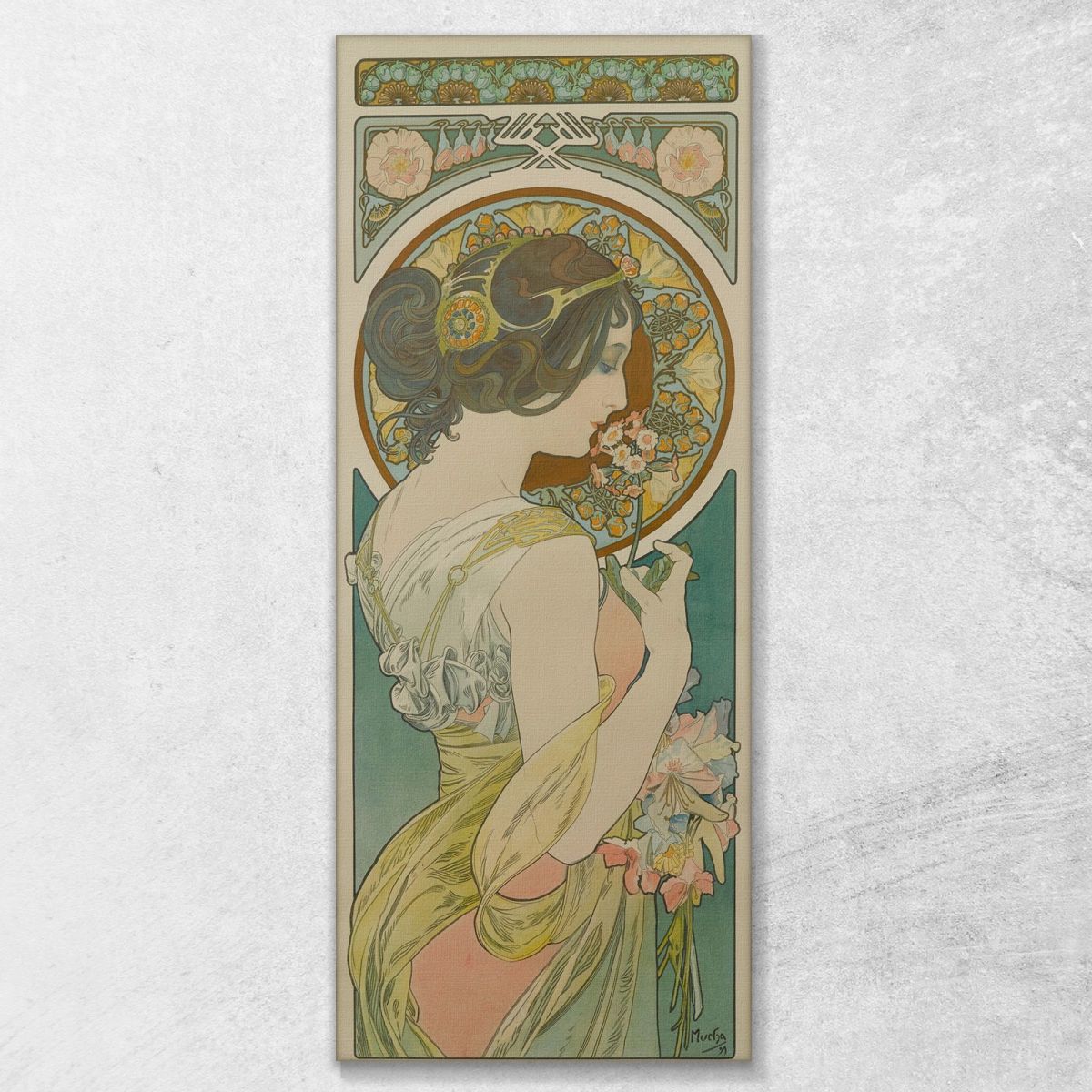 Primula Alphonse Mucha amu95 quadro stampa su tela