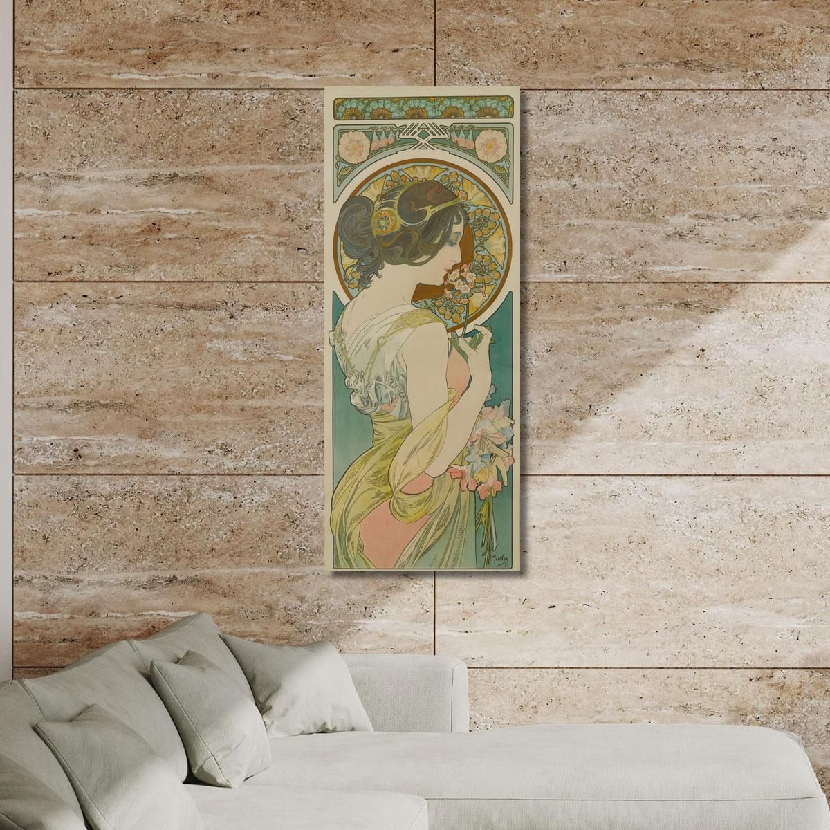 Primula Alphonse Mucha amu95 quadro stampa su tela