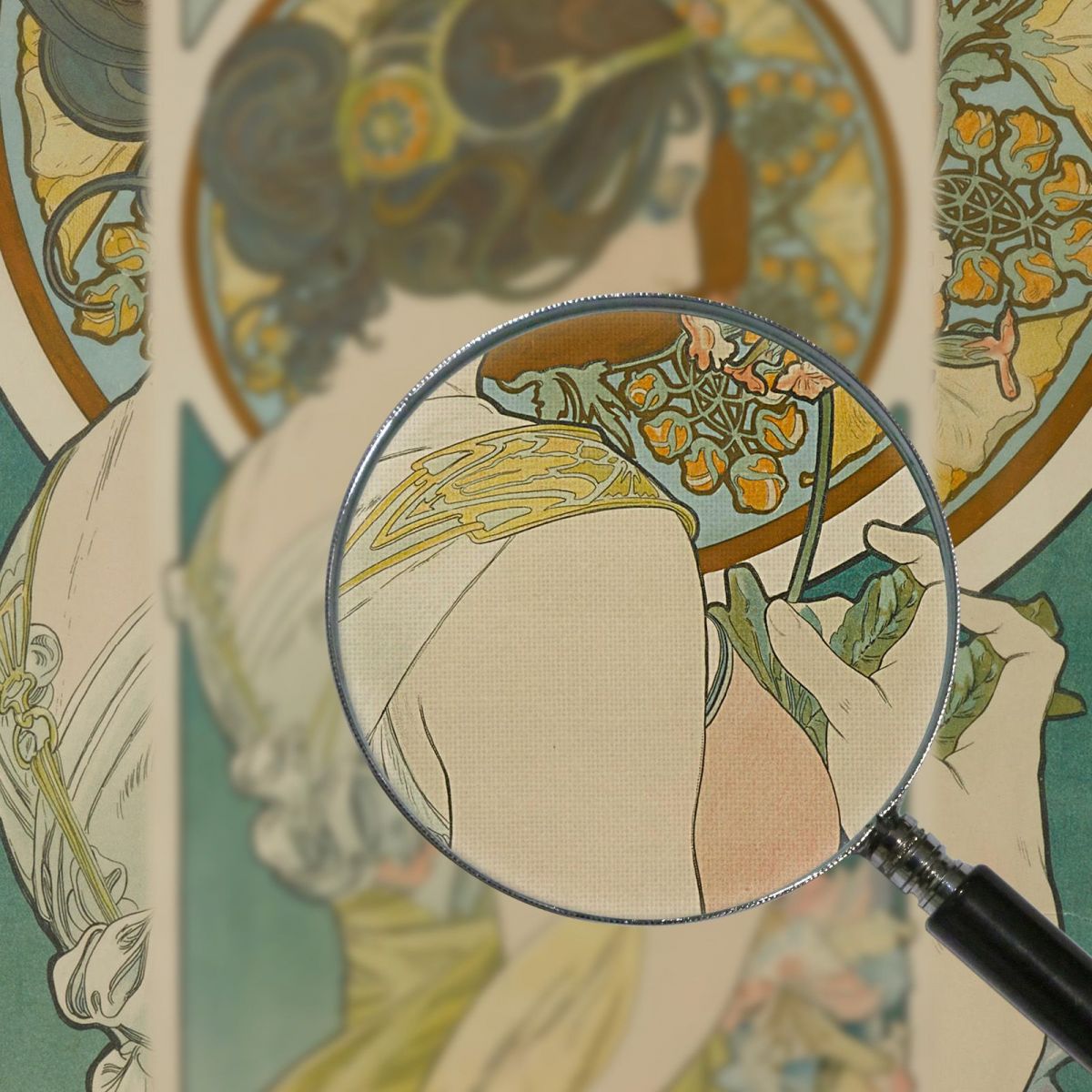 Primula Alphonse Mucha amu95 quadro stampa su tela