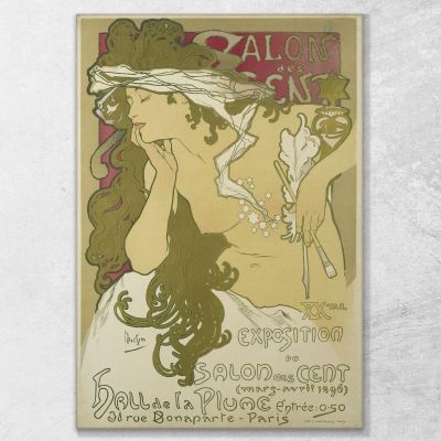 Salon Des Cent 20A Mostra Del Salon Des Cent Alphonse Mucha amu105 quadro stampa su tela