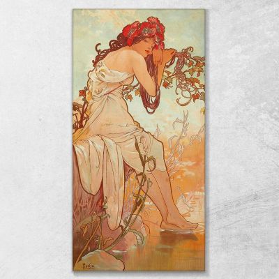 Estate Quattro Stagioni Alphonse Mucha amu113 quadro stampa su tela