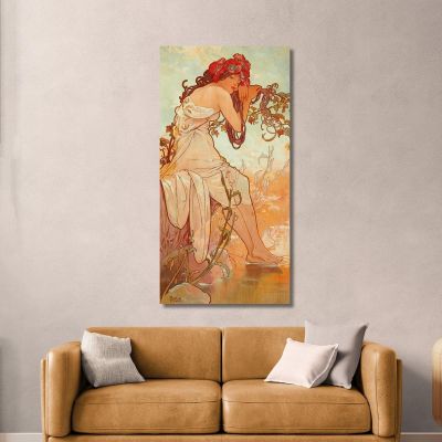 Estate Quattro Stagioni Alphonse Mucha amu113 quadro stampa su tela