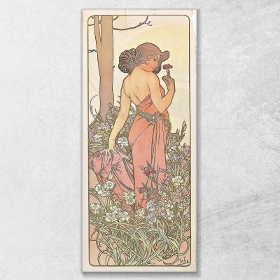 El Clavel Alphonse Mucha, amu117 cuadro en lienzo
