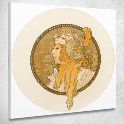 Teste Bizantine Bionde Alphonse Mucha amu123 quadro stampa su tela