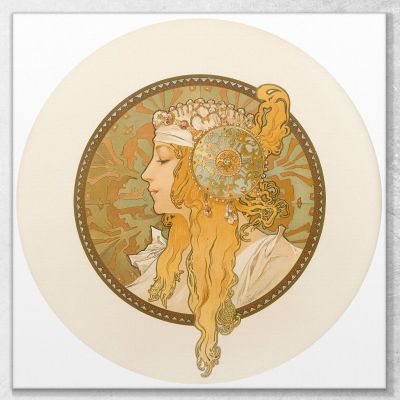 Teste Bizantine Bionde Alphonse Mucha amu123 quadro stampa su tela