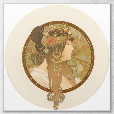 Teste Bizantine Castane Alphonse Mucha amu124 quadro stampa su tela