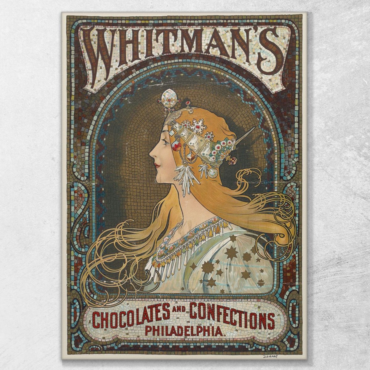 Cioccolatini E Dolciumi Whitman'S Philadelphia Alphonse Mucha amu137 quadro stampa su tela