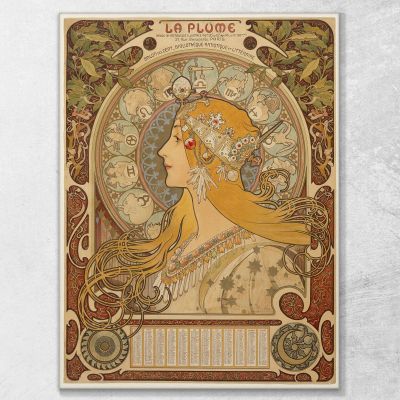 Zodiaco La Pluma Alphonse Mucha, amu140 cuadro en lienzo