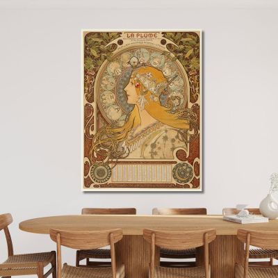 Zodiaco La Piuma Alphonse Mucha amu140 quadro stampa su tela