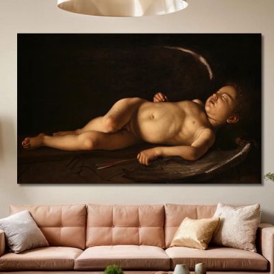 Cupido Addormentato Caravaggio crv36 quadro stampa su tela