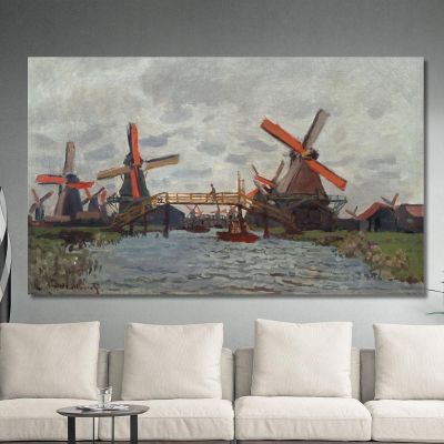 Mulini A Vento Vicino A Zaandam 1871 Claude Monet mnt115 quadro stampa su tela