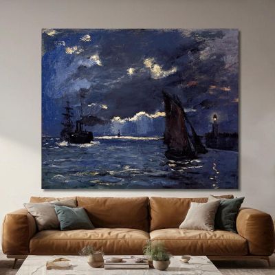 Un Paesaggio Marino Spedizione Al Chiaro Di Luna Claude Monet mnt150 quadro stampa su tela