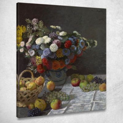 Natura Morta Con Fiori E Frutta 1870 Claude Monet mnt156 quadro stampa su tela