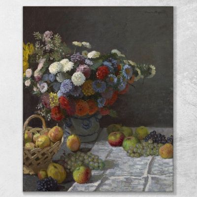 Natura Morta Con Fiori E Frutta 1870 Claude Monet mnt156 quadro stampa su tela