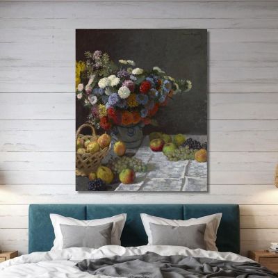 Natura Morta Con Fiori E Frutta 1870 Claude Monet mnt156 quadro stampa su tela