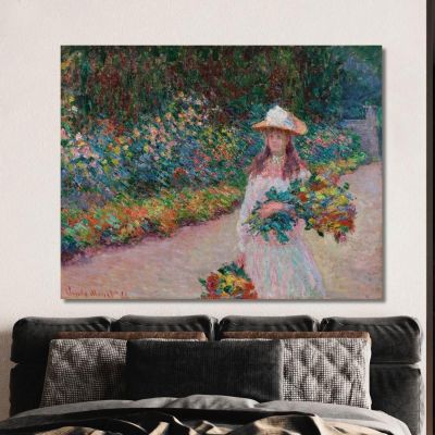 Ragazza Nel Giardino Di Giverny Claude Monet mnt256 quadro stampa su tela