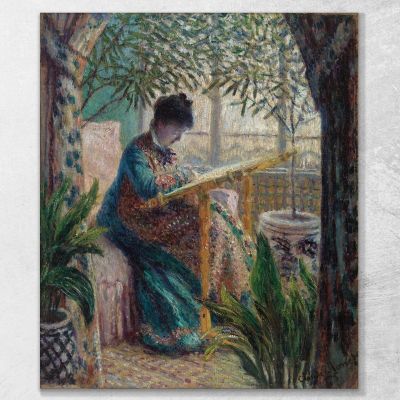 Madame Monet Bordando, Camille Al Bastidor Claude Monet, mnt278 cuadro en lienzo