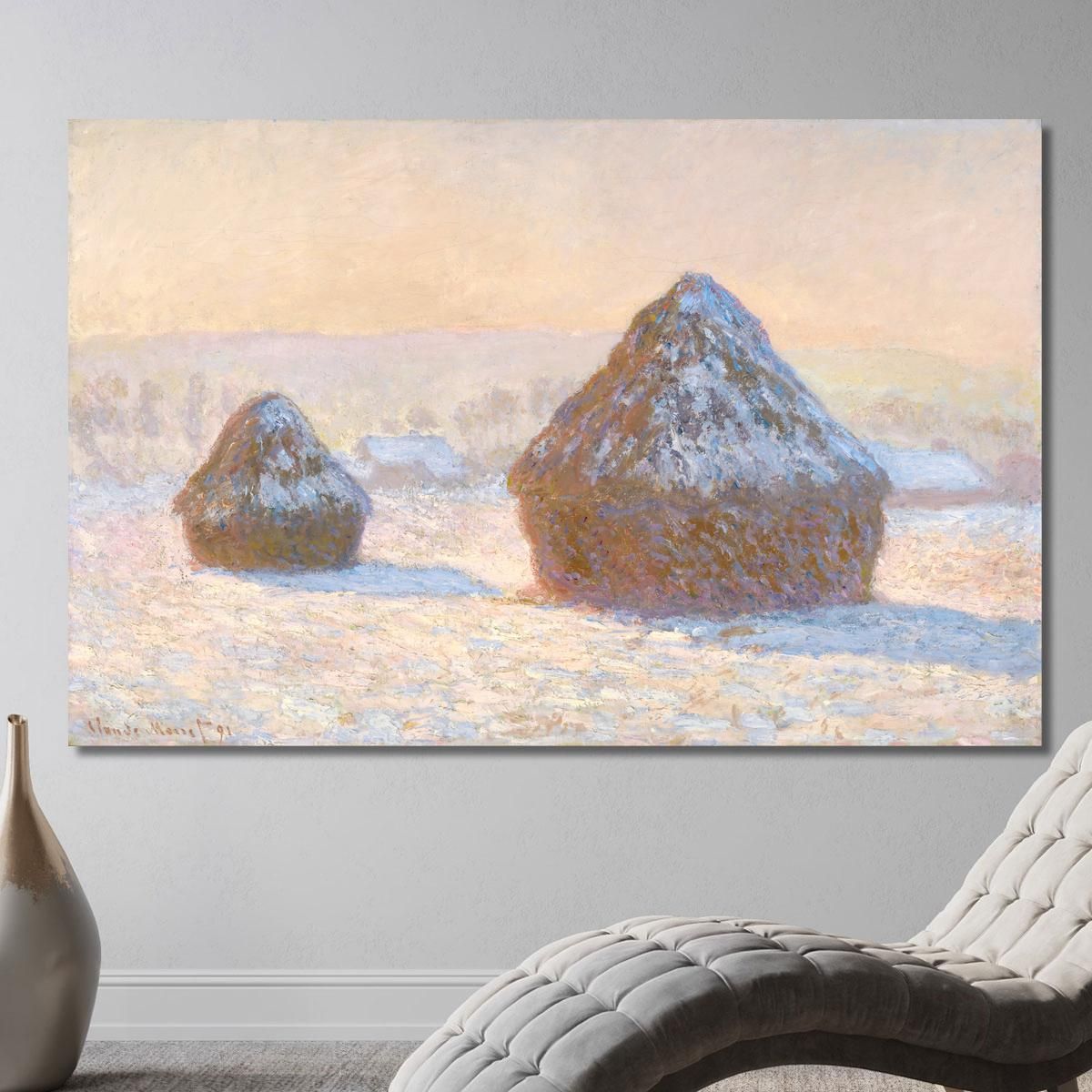 Mattina Effetto Neve Con Cocchi Di Grano Claude Monet mnt372 quadro stampa su tela