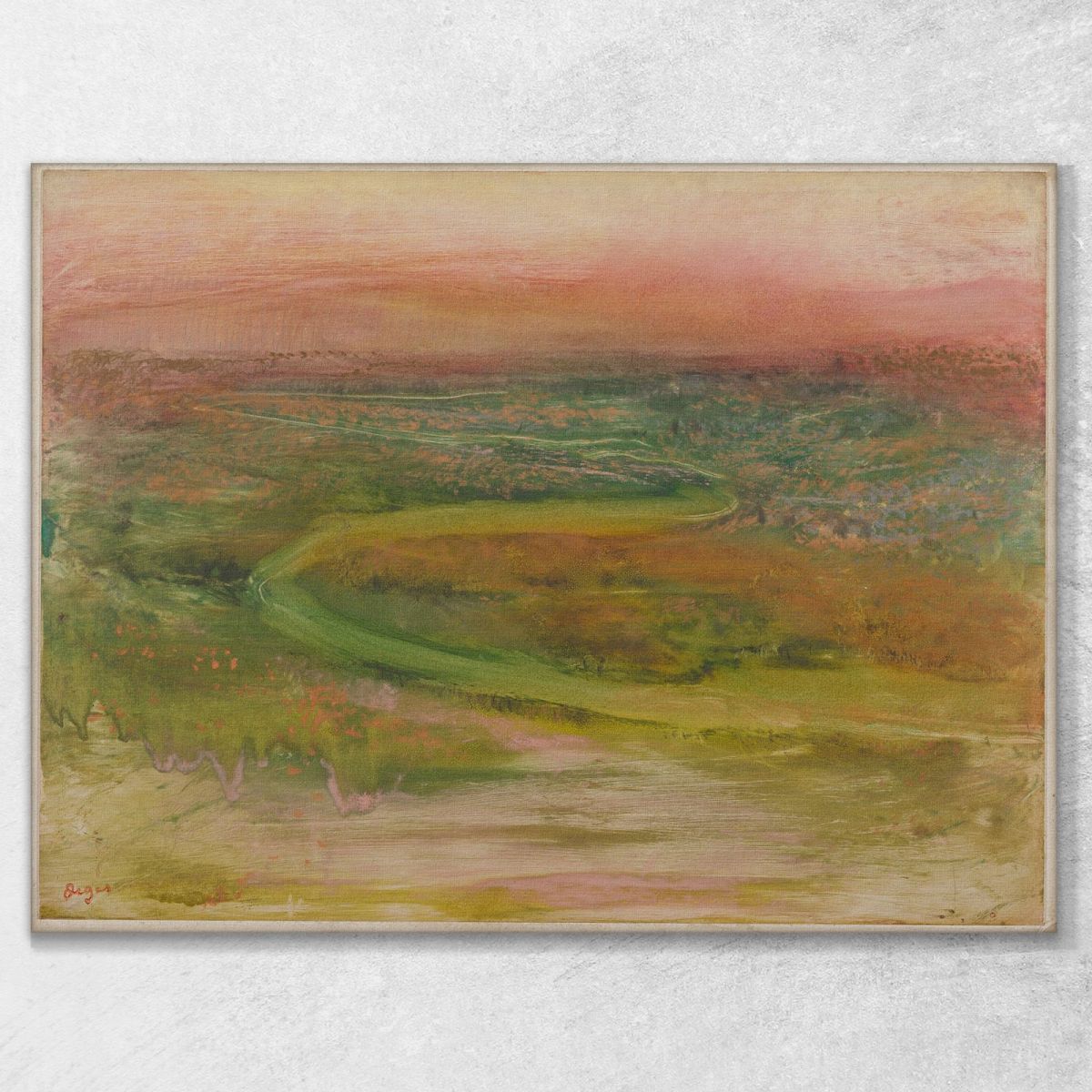 Percorso A Forma Di S In Un Paesaggio Astratto Verde Rosa In Primo Piano Edgar Degas edg68 quadro stampa su tela
