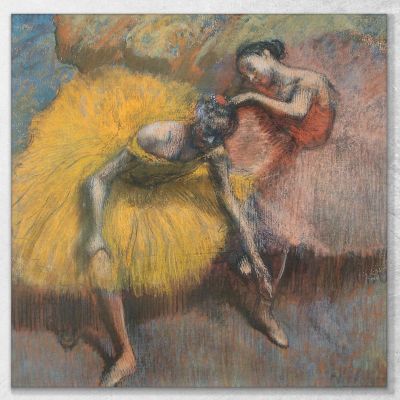 Zwei Gelbe Und Rosa Tänzer Edgar Degas, edg159 drucken auf leinwand