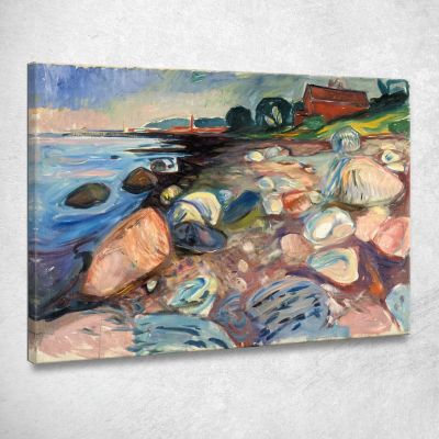Riva Con La Casa Rossa Edvard Munch em6 quadro stampa su tela