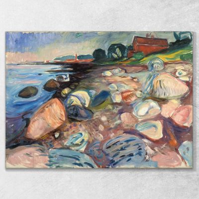 Riva Avec La Maison Rouge Edvard Munch, em6 tableau impression sur toile