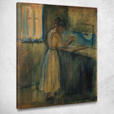 Giovane Donna Che Si Lava Edvard Munch em27 quadro stampa su tela