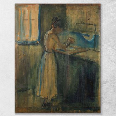 Junge Frau Wäscht Sich Edvard Munch, em27 drucken auf leinwand