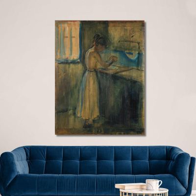 Giovane Donna Che Si Lava Edvard Munch em27 quadro stampa su tela