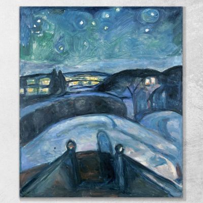 Nuit Étoilée Edvard Munch, em33 tableau impression sur toile